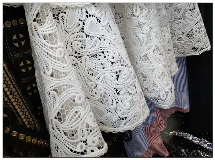 HIGH QUALITY New Fashion 2018 Designer Runway Dress Women's Flare Sleeve Lace Cascading Ruffle Dress 15