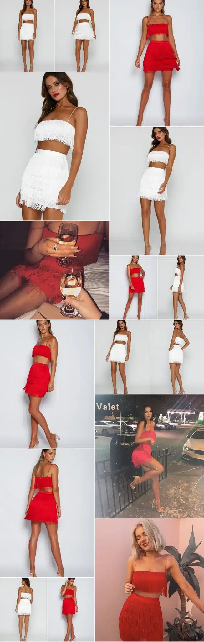 SIBYBO Tassel Strapless Sexy Two Pieces Set Bandage Dress 2018 Red White Summer Women Dress Elegant Mini Club Party Dresses 11