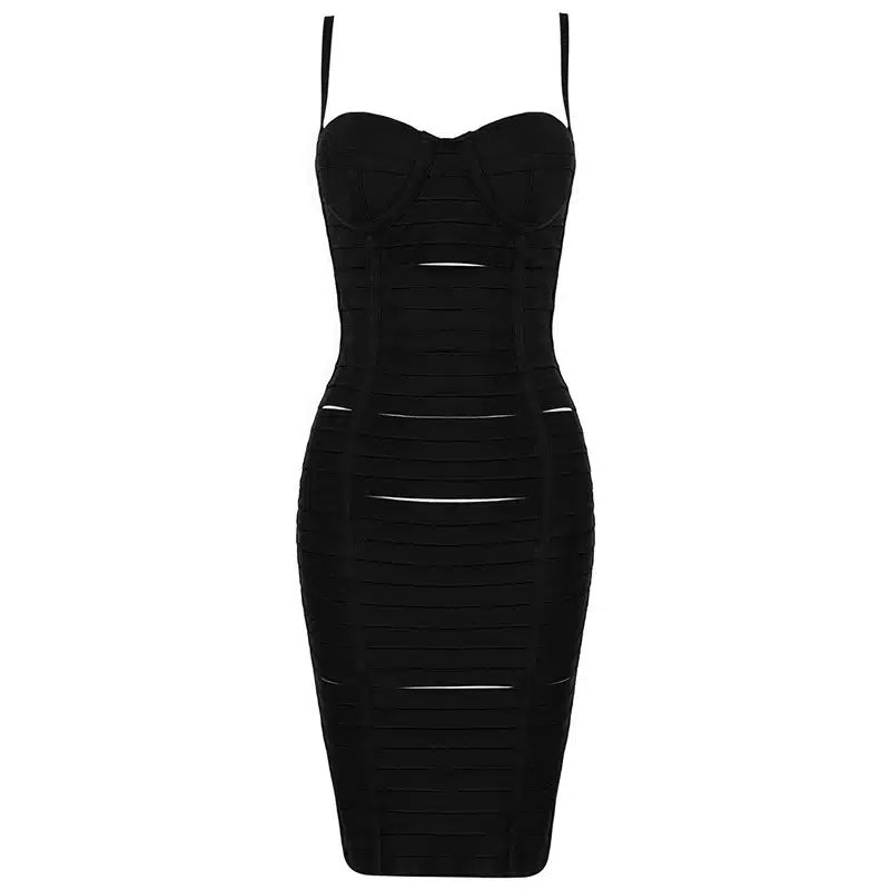 INDRESSME 2018 Women Bandage Dress New Fashion Elegant Spaghetti Strap Sleeveless Backless Solid Sexy Party Dress Lady Cut Out 22