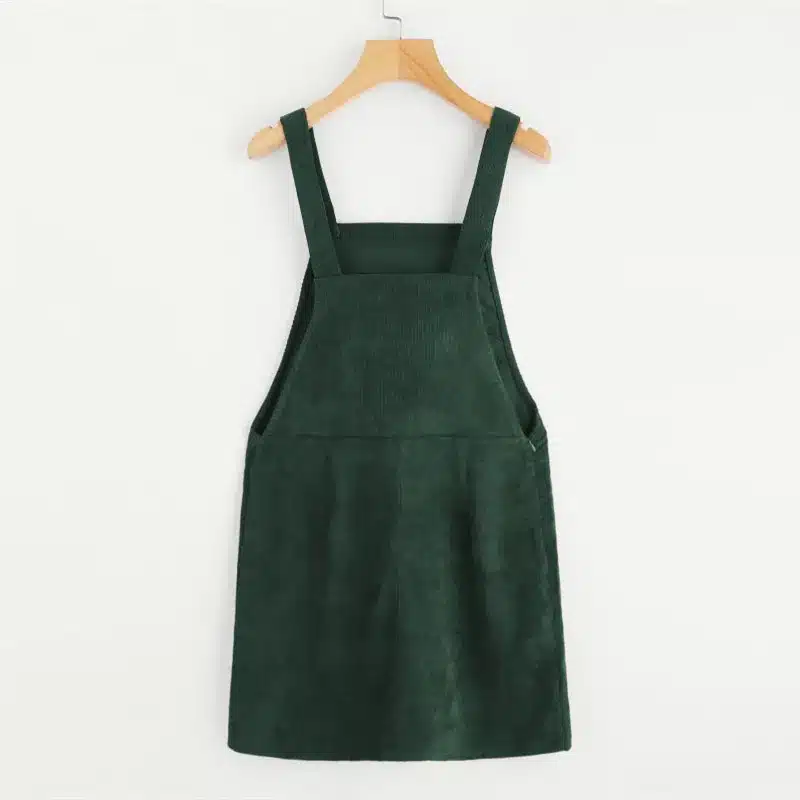 Dotfashion Bib Pocket Front Overall Short Dress 2018 Pink Zip Button Pinafore Shift Dress Female Sleeveless Plain Dress 29
