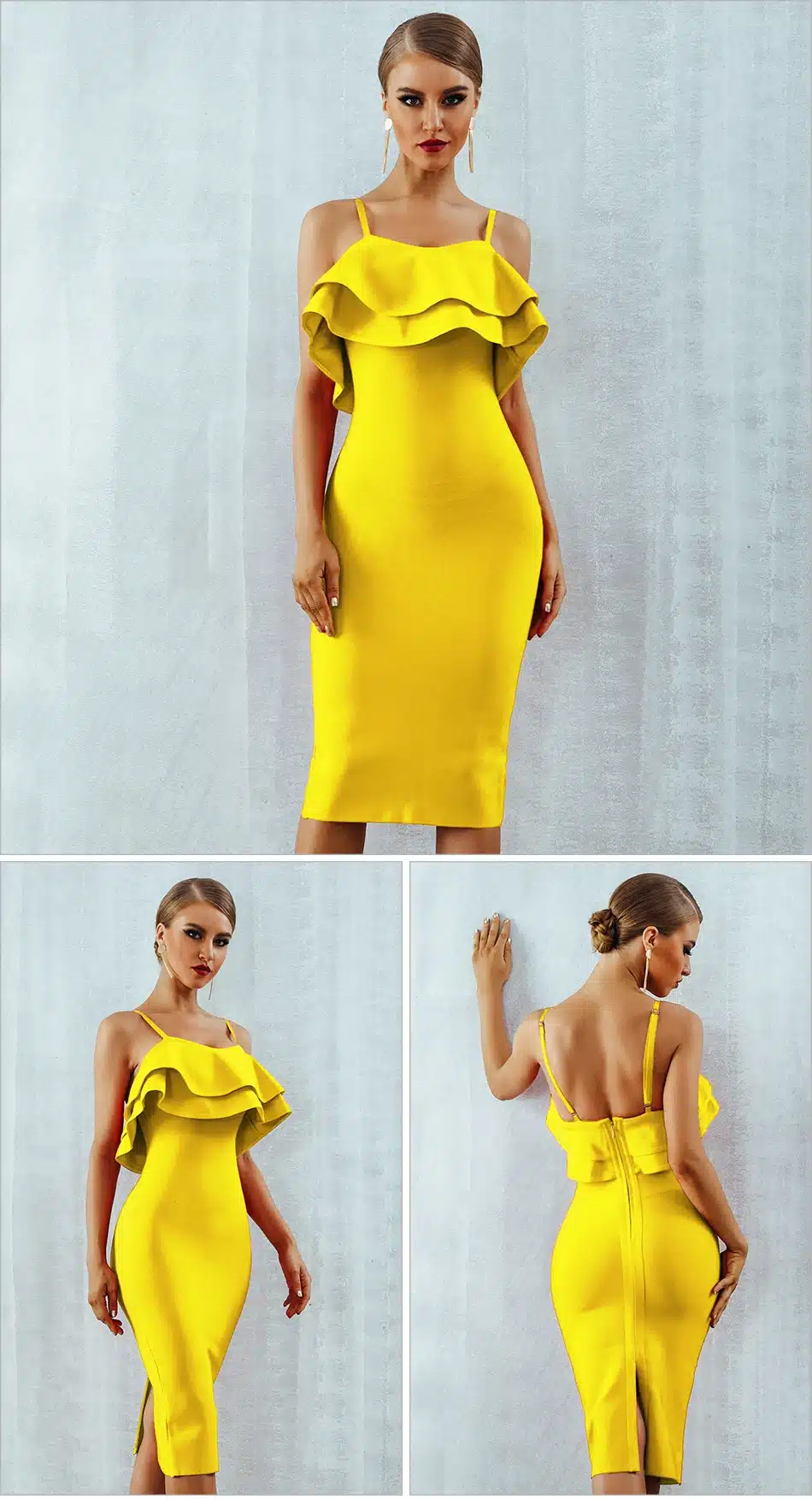Adyce Women Bodycon Summer Bandage Dress 2018 Red Spaghetti Strap Vestidos Strapless Ruffles Midi Celebrity Evening Party Dress 15
