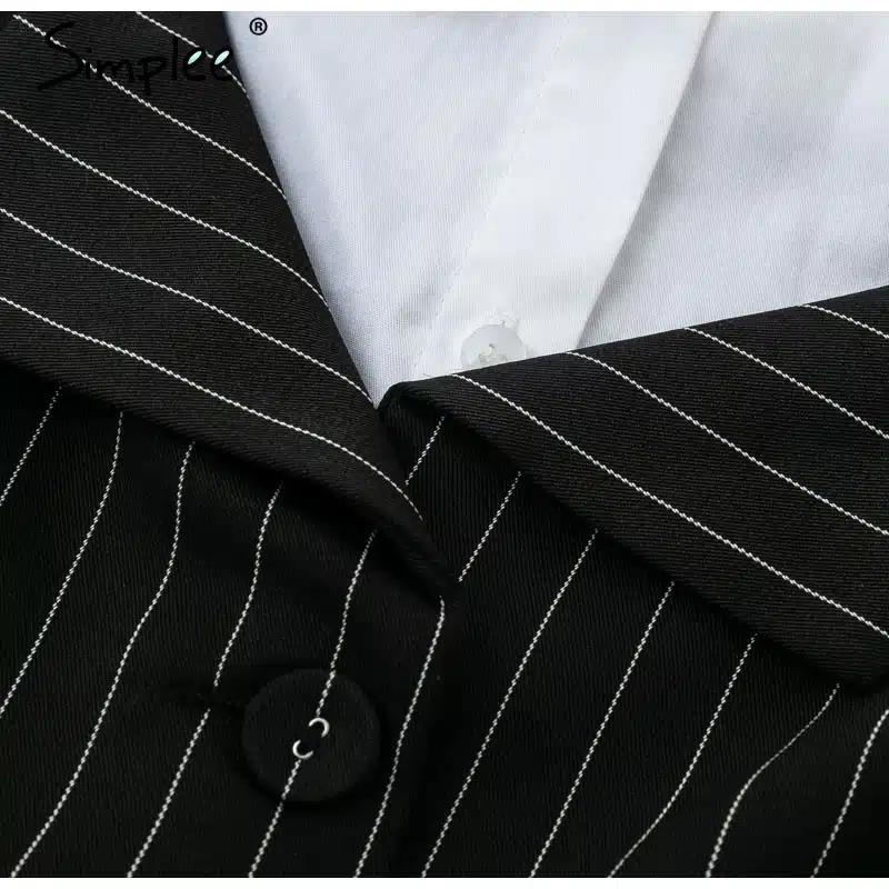 Simplee Elegant fake two piece stripe women dress Office lady sash long sleeve mini dress 2018 Autumn winter blazer blouse dress 24