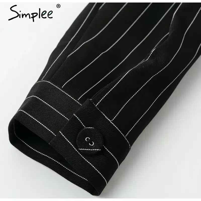 Simplee Elegant fake two piece stripe women dress Office lady sash long sleeve mini dress 2018 Autumn winter blazer blouse dress 25
