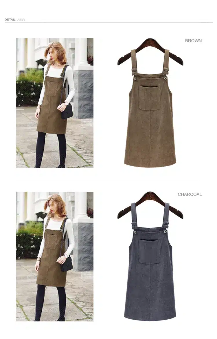 XXXXXL Spring 2018 Dresses Women Bandage Fashion Vintage Sundress College Wind Corduroy Loose Strap Dress Female Dresses D82801A 10