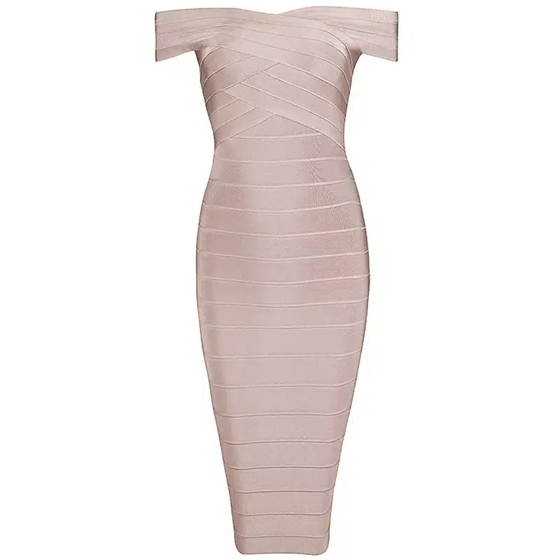 INDRESSME Sexy Off Shoulder Women Bandage Dress Elegant Slash Neck Knee Length Bodycon Backless Party Dress Vestidos 2018 New 21