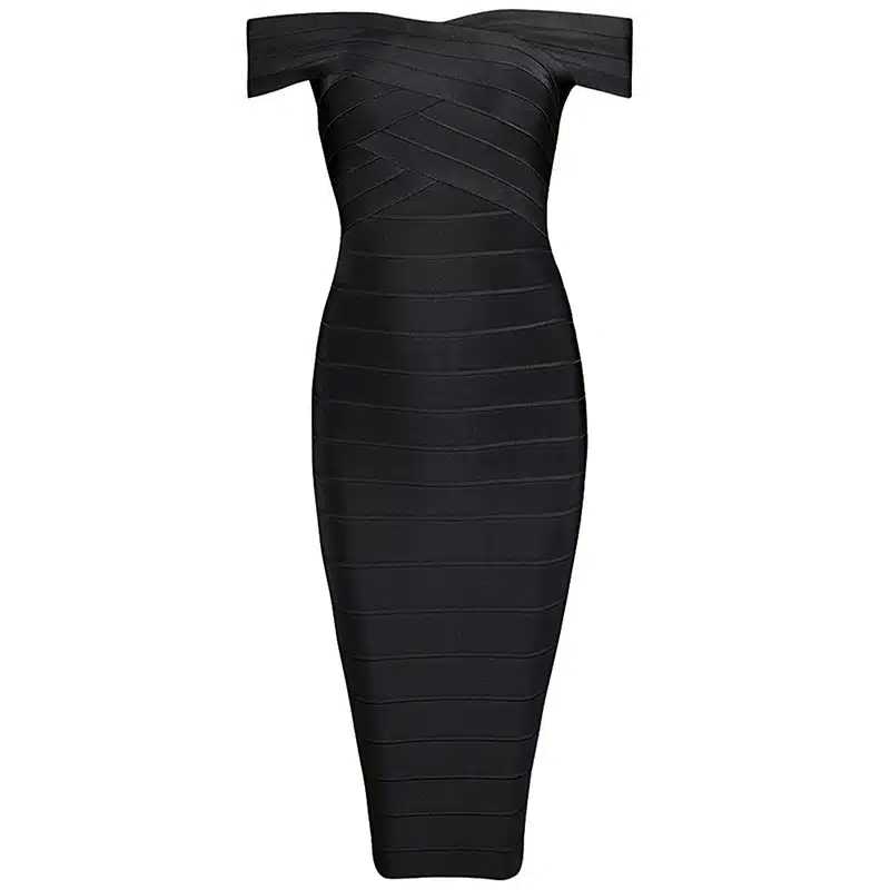 INDRESSME Sexy Off Shoulder Women Bandage Dress Elegant Slash Neck Knee Length Bodycon Backless Party Dress Vestidos 2018 New 25