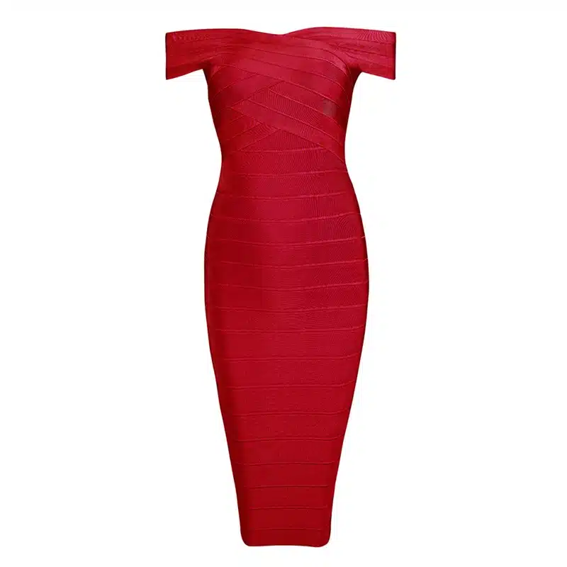 INDRESSME Sexy Off Shoulder Women Bandage Dress Elegant Slash Neck Knee Length Bodycon Backless Party Dress Vestidos 2018 New 27