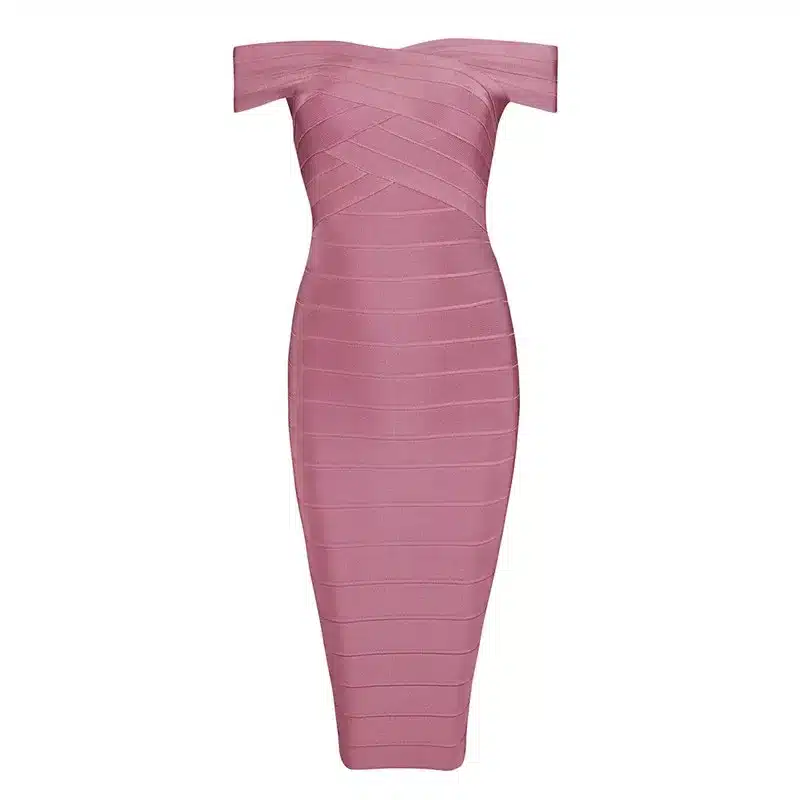 INDRESSME Sexy Off Shoulder Women Bandage Dress Elegant Slash Neck Knee Length Bodycon Backless Party Dress Vestidos 2018 New 29