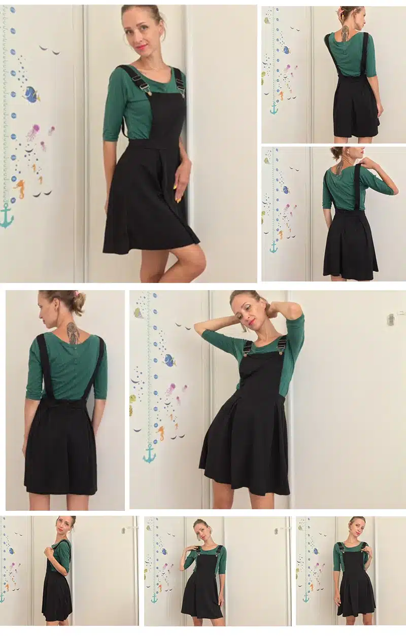 Dotfashion Button Pleated Zip Up Back Pinafore Dress 2018 Spring Fall Straps Sleeveless Dress Women Weekend Casual Short Dress 20