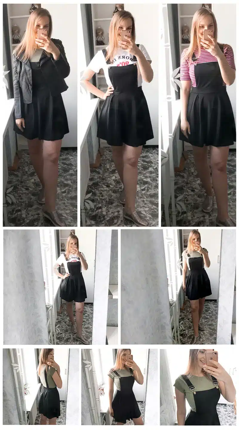 Dotfashion Button Pleated Zip Up Back Pinafore Dress 2018 Spring Fall Straps Sleeveless Dress Women Weekend Casual Short Dress 21