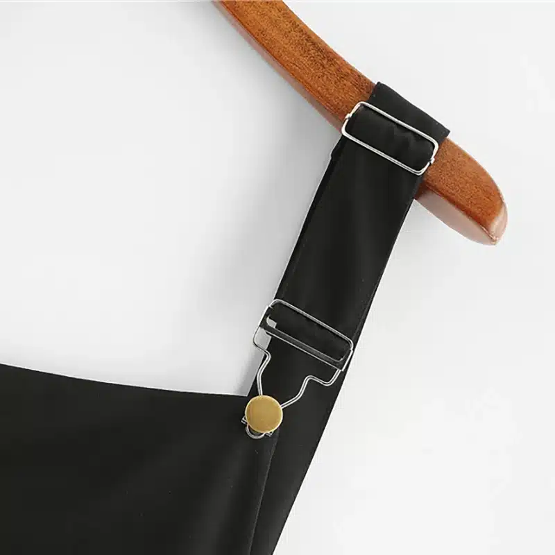 Dotfashion Button Pleated Zip Up Back Pinafore Dress 2018 Spring Fall Straps Sleeveless Dress Women Weekend Casual Short Dress 26