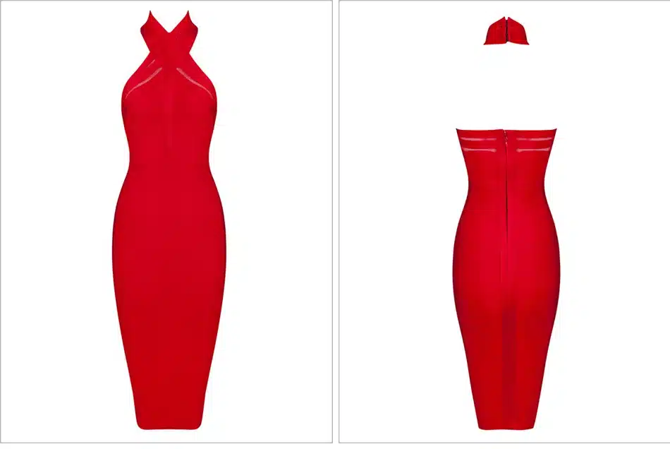 Seamyla New Summer Evening Party Dresses Women Sexy Vestidos Halter Neck Red Blue White Apricot Black Bodycon Bandage Dress 2018 17