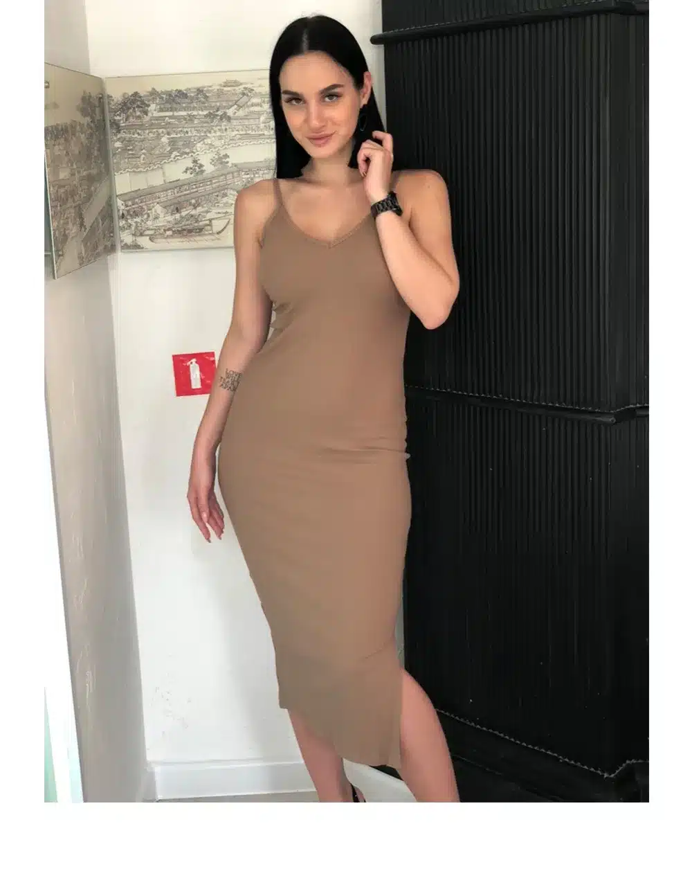 WIXRA Basic Dress Sexy Bodycon Party Dress Women V Neck Side Split Rib Knit Summer Cami Dresses 2018 Fashion Elegant Midi Dress 23