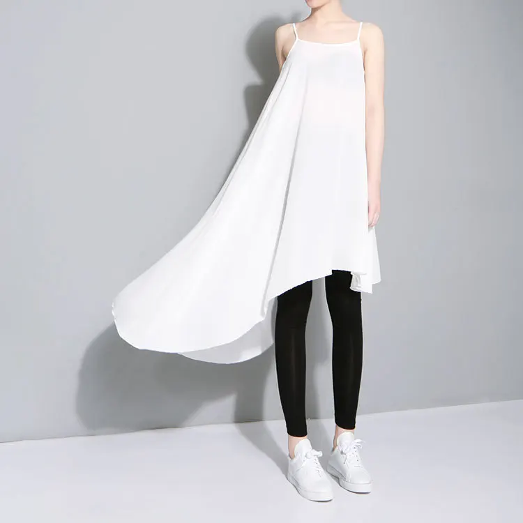 CHICEVER 2018 Summer Dress For Women Chiffon Spaghetti Strap With Black Slim Tank Sleeveless Asymmetrical Women's Dresses Casual 8