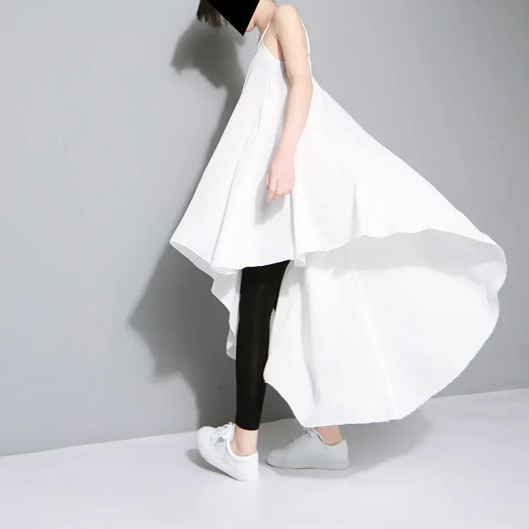 CHICEVER 2018 Summer Dress For Women Chiffon Spaghetti Strap With Black Slim Tank Sleeveless Asymmetrical Women's Dresses Casual 9