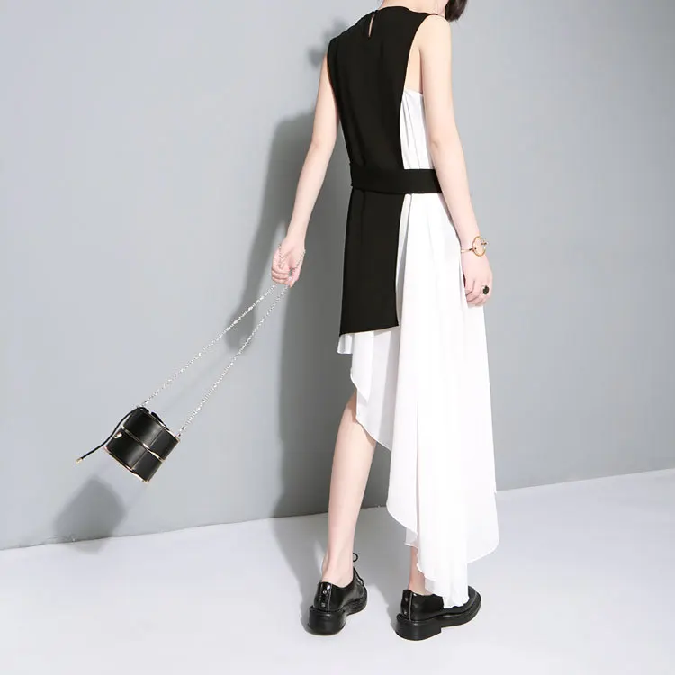CHICEVER 2018 Summer Dress For Women Chiffon Spaghetti Strap With Black Slim Tank Sleeveless Asymmetrical Women's Dresses Casual 10