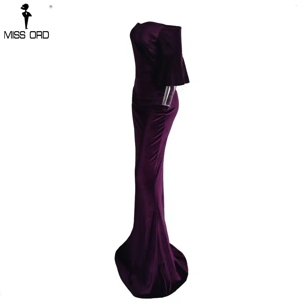Missord 2018 Women Sexy Off Shoulder Speaker Sleeve Female Dresses Velvet Solid Color Bodycon Elegant Maxi Party Dress FT9080 19