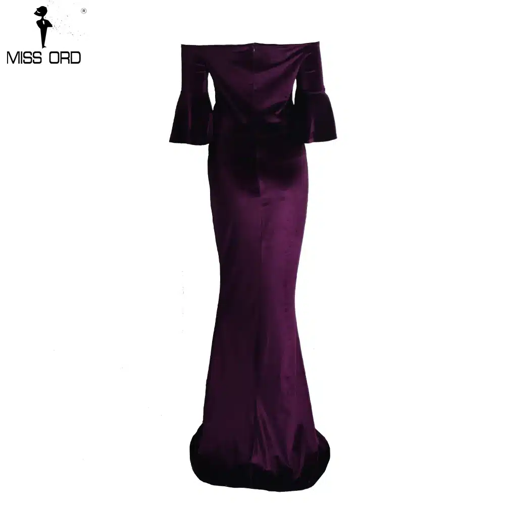 Missord 2018 Women Sexy Off Shoulder Speaker Sleeve Female Dresses Velvet Solid Color Bodycon Elegant Maxi Party Dress FT9080 20