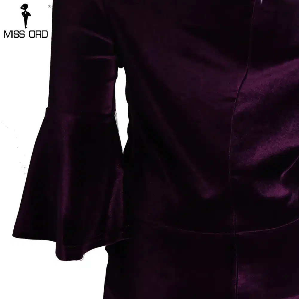 Missord 2018 Women Sexy Off Shoulder Speaker Sleeve Female Dresses Velvet Solid Color Bodycon Elegant Maxi Party Dress FT9080 21