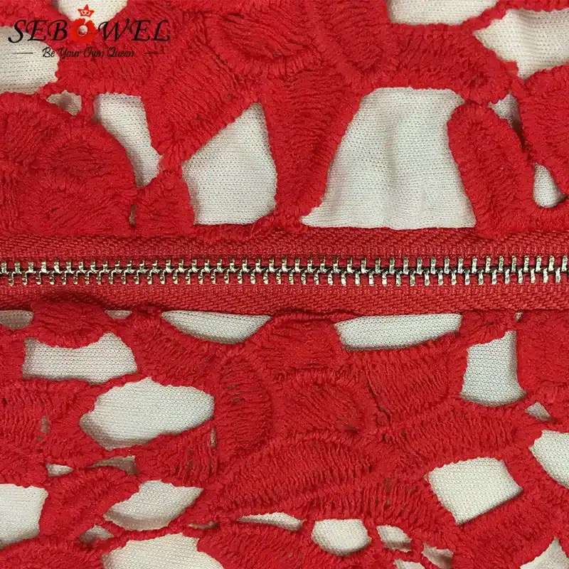 SEBOWEL 2018 Sexy Red Lace Party Skater Dress Women Hollow Out Nude Illusion A-Line Dresses Ladies Sleeveless Midi Beach Dress 17
