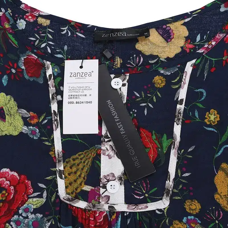 ZANZEA Women Dress 2018 Summer Vintage Floral Print Dresses Flare Sleeve O Neck Long Dress Casual Loose Oversized Vestidos 19