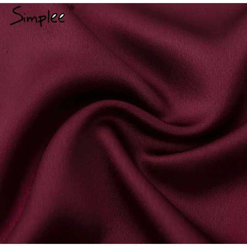 Simplee Elegant women satin solid dress Ruffle flare sleeve sash wrap dress 2018 Autumn winter V neck sexy female dress vestidos 24