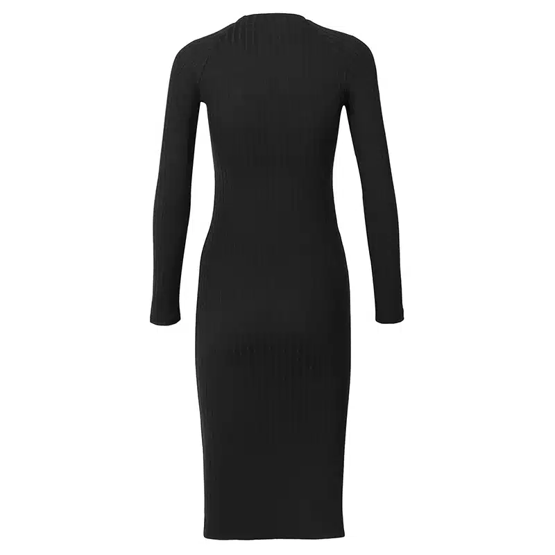 2018 Women's Autumn Spring Dresses Robe Sexy Black Midi Sheath Slim Bodycon Dress Long Sleeve Elegant Package Hip Dress GV424 19