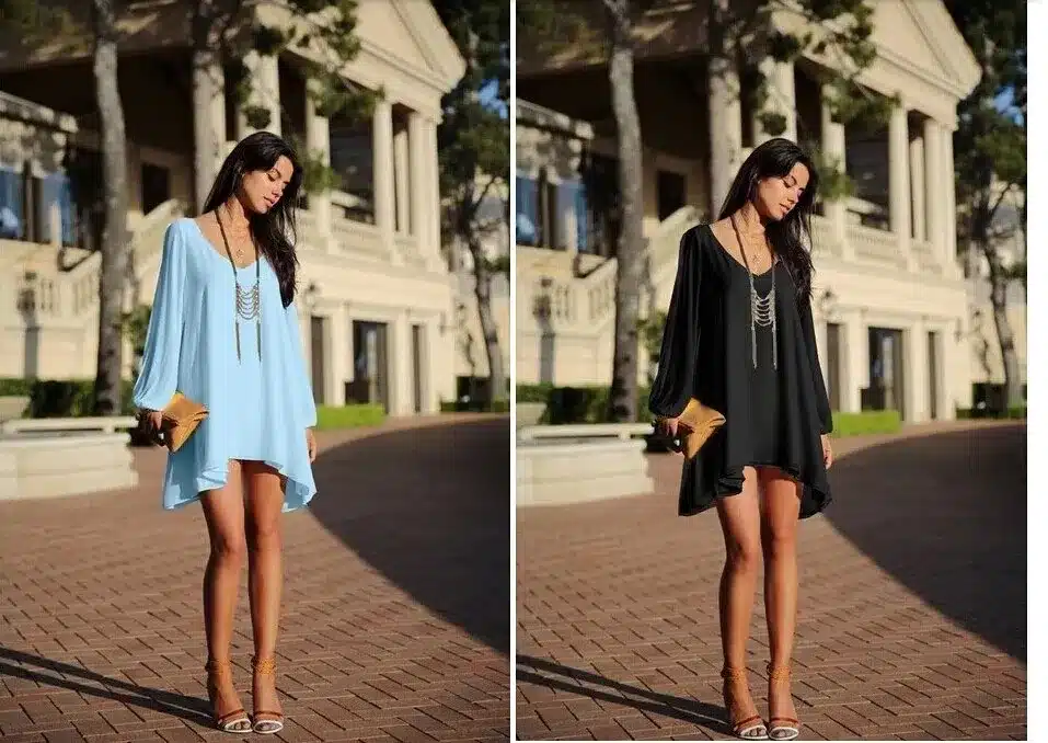 Summer Dress 2018 casual Plus Size Women Clothing Long sleeve solid color Chiffon V Dress Vestidos Beach Dress Loose neck dress 16