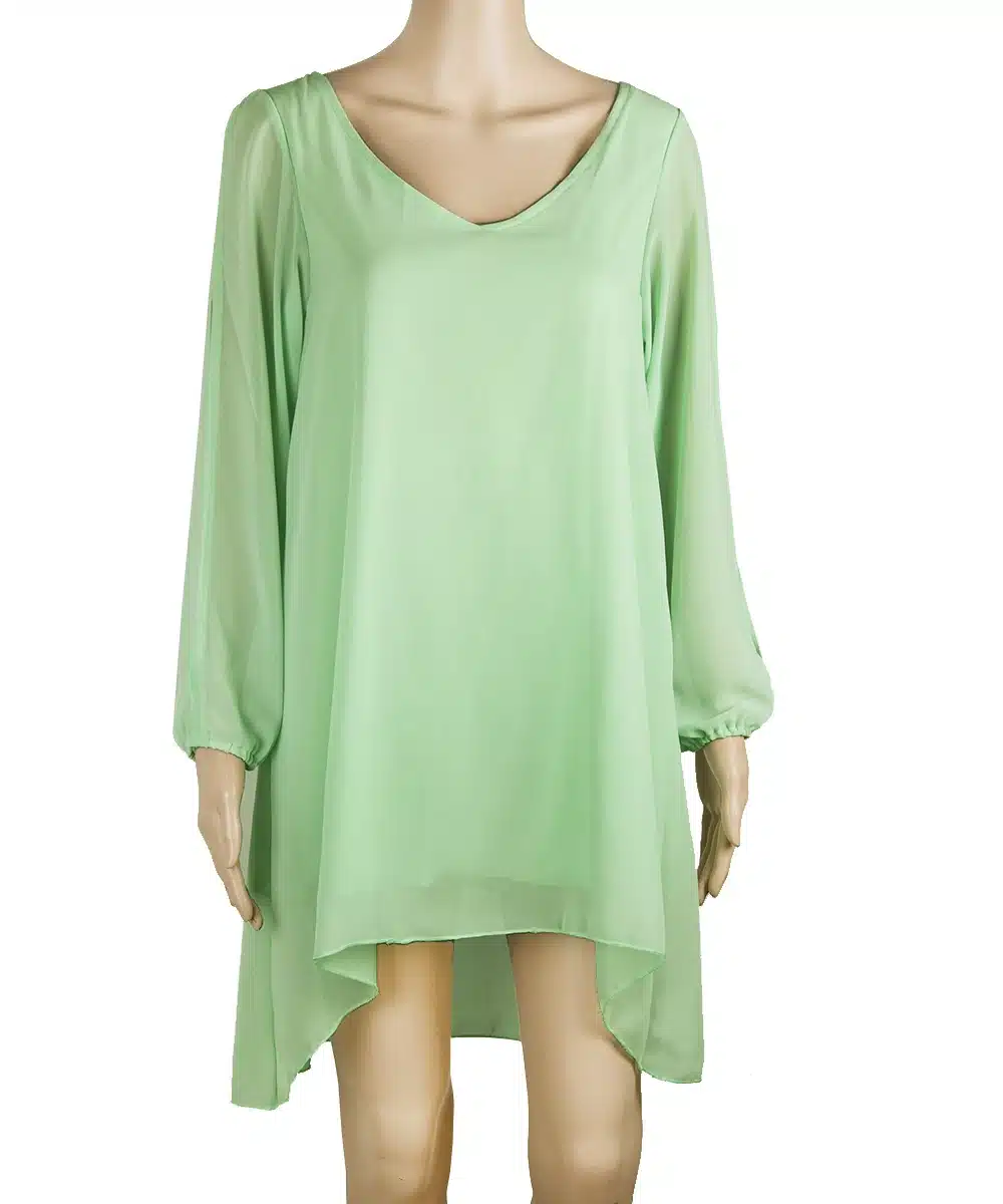Summer Dress 2018 casual Plus Size Women Clothing Long sleeve solid color Chiffon V Dress Vestidos Beach Dress Loose neck dress 22
