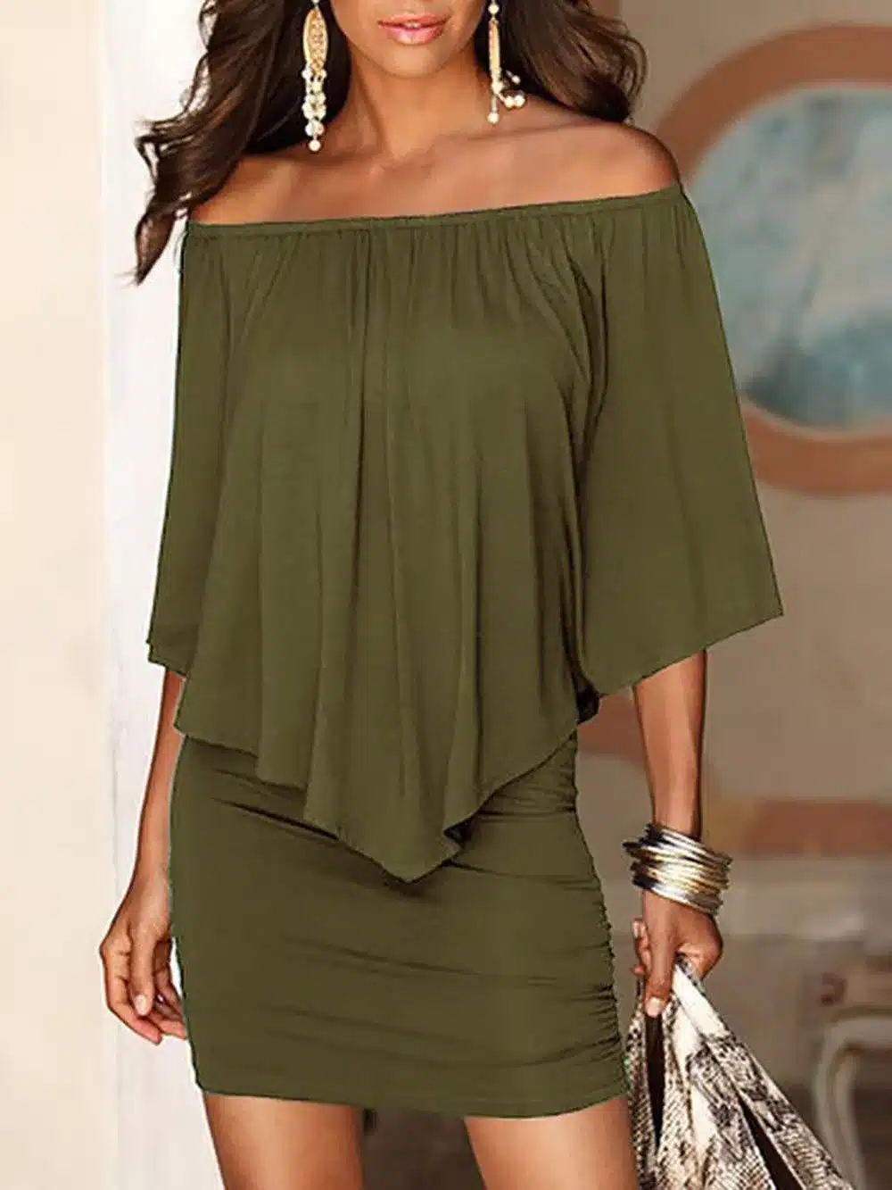 Army green Slash Neck Women Mini Dress 2018 Summer Style Off Shoulder Sexy Dresses Vestidos Black White Beach Casual Dress 19