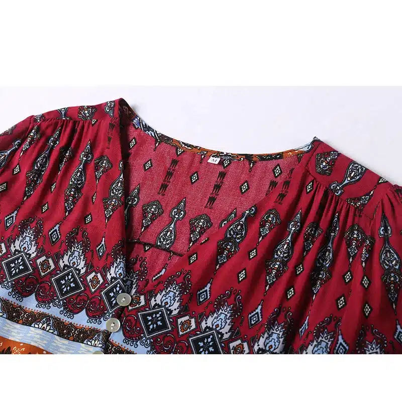 2018 new Bohemian printing long dress women maxi long dress floral print retro hippie vestidos chic brand clothing boho dress 32