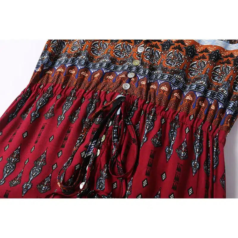 2018 new Bohemian printing long dress women maxi long dress floral print retro hippie vestidos chic brand clothing boho dress 34