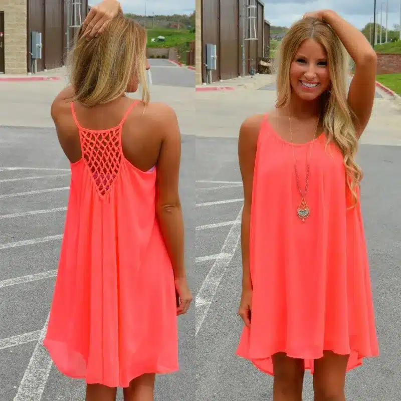 Women beach dress fluorescence female summer dress chiffon voile women dress 2018 summer style women clothing plus size 21