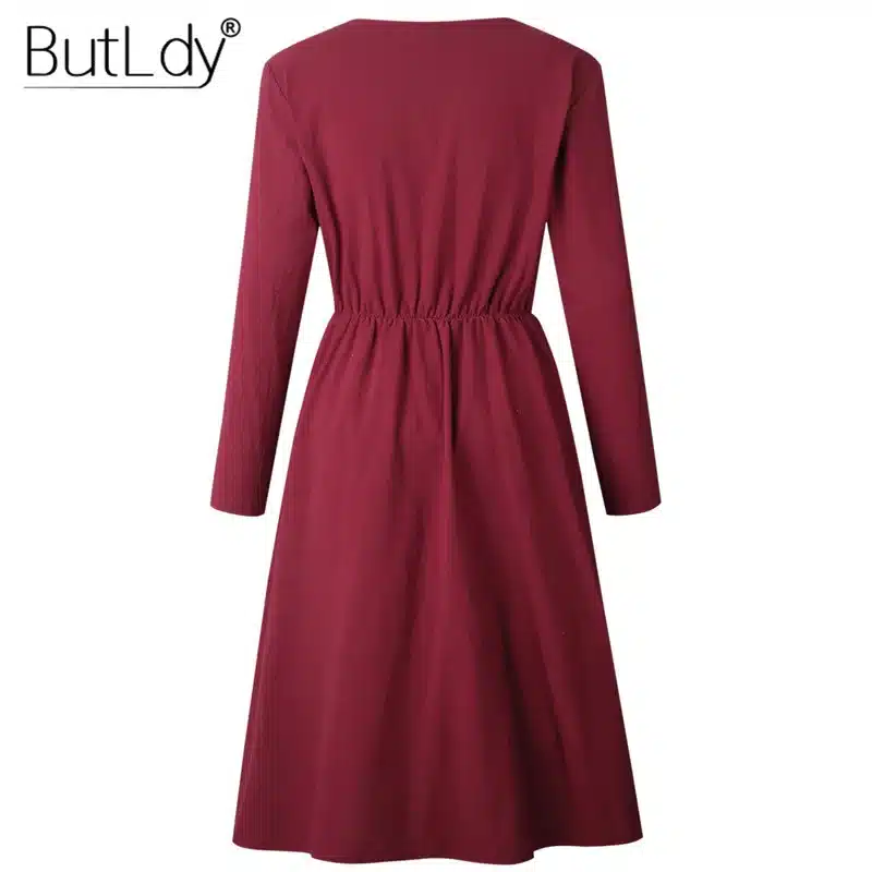Long Sleeve V-Neck Pockets Button Dress Women 2018 Summer Autumn Midi Shirt Dress Sexy Casual A-Line Beach Sundress Ladies Dress 39