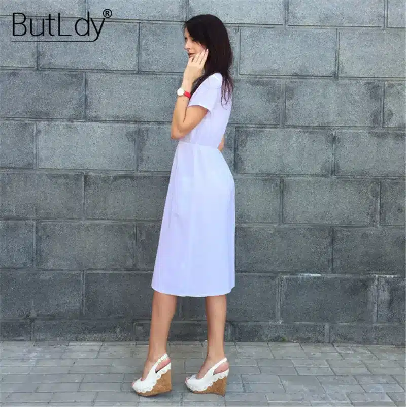 Long Sleeve V-Neck Pockets Button Dress Women 2018 Summer Autumn Midi Shirt Dress Sexy Casual A-Line Beach Sundress Ladies Dress 56