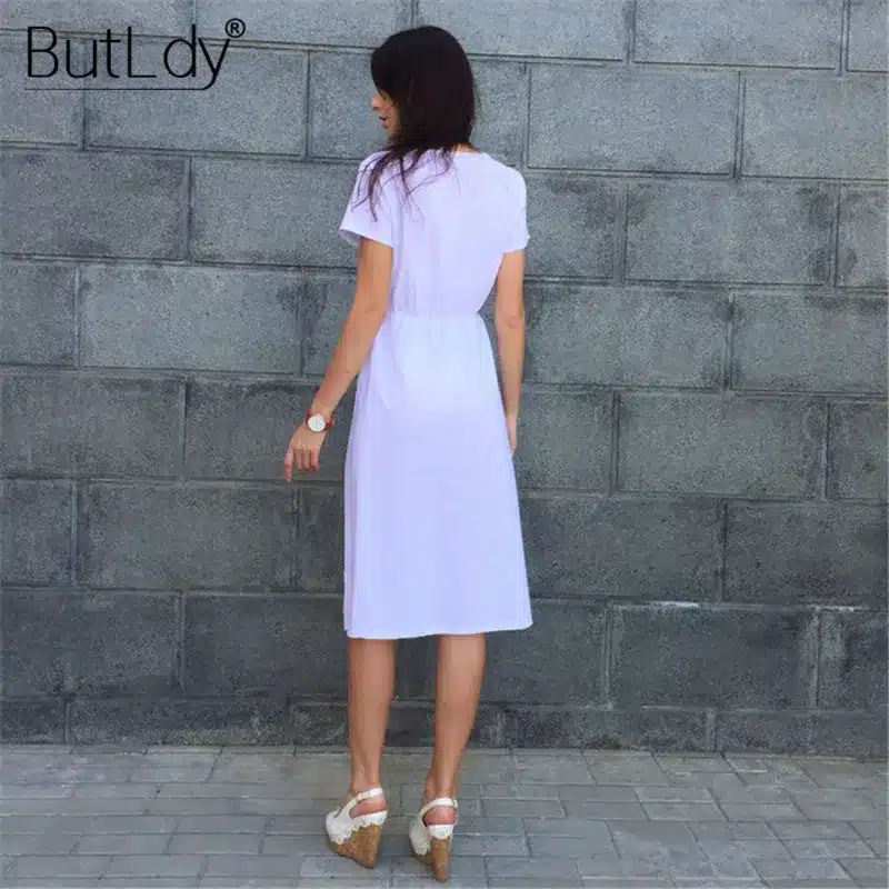 Long Sleeve V-Neck Pockets Button Dress Women 2018 Summer Autumn Midi Shirt Dress Sexy Casual A-Line Beach Sundress Ladies Dress 57