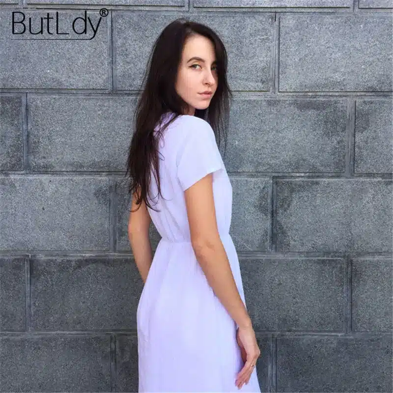 Long Sleeve V-Neck Pockets Button Dress Women 2018 Summer Autumn Midi Shirt Dress Sexy Casual A-Line Beach Sundress Ladies Dress 61