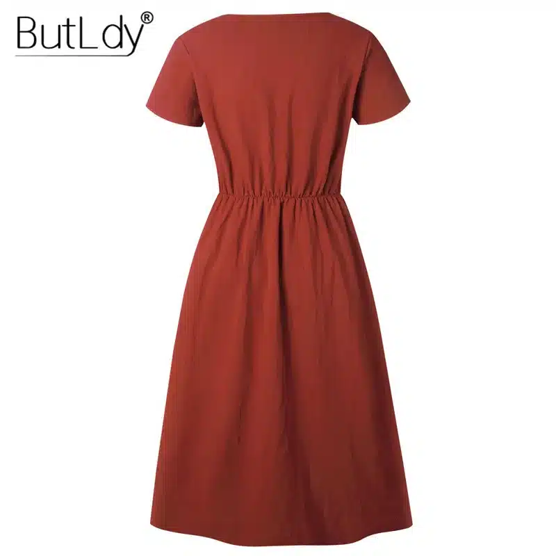 Long Sleeve V-Neck Pockets Button Dress Women 2018 Summer Autumn Midi Shirt Dress Sexy Casual A-Line Beach Sundress Ladies Dress 92