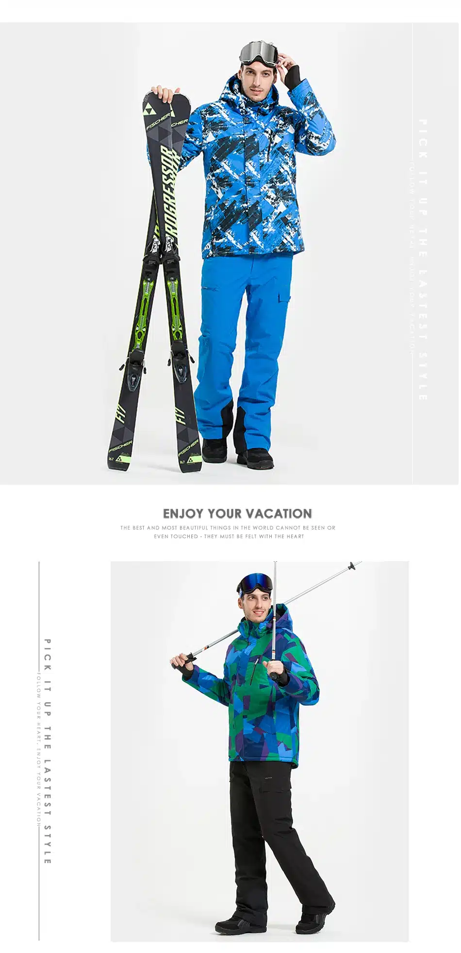 VECTOR Warm Winter Ski Suit Set Men Windproof Waterproof Skiing Snowboarding Suits Set Male Outdoor Ski jacket + Pants Brand 27