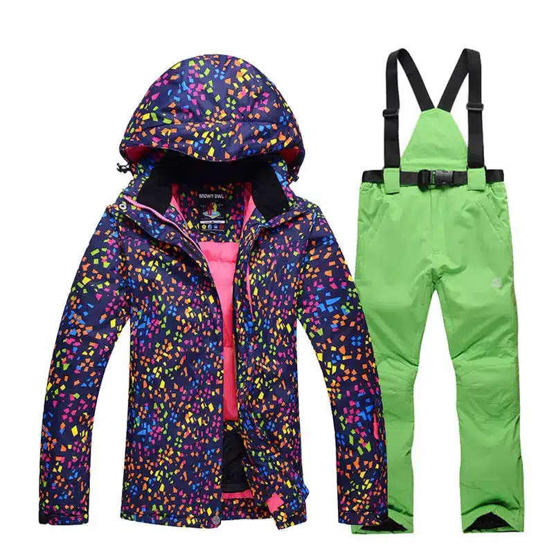 Cheaper woman skiing suit sets snowboarding clothes waterproof windproof winter Snow Costumes jackets +bibs pants Ski suit Hot 11