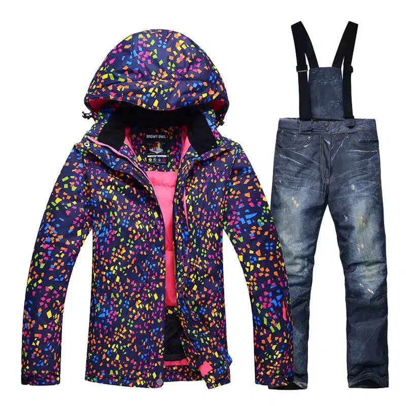 Cheaper woman skiing suit sets snowboarding clothes waterproof windproof winter Snow Costumes jackets +bibs pants Ski suit Hot 12