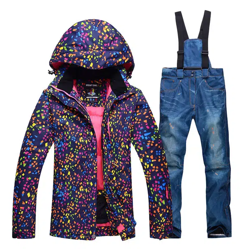 Cheaper woman skiing suit sets snowboarding clothes waterproof windproof winter Snow Costumes jackets +bibs pants Ski suit Hot 13