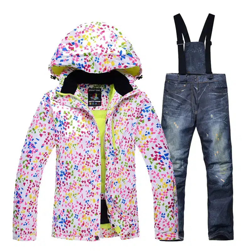 Cheaper woman skiing suit sets snowboarding clothes waterproof windproof winter Snow Costumes jackets +bibs pants Ski suit Hot 16