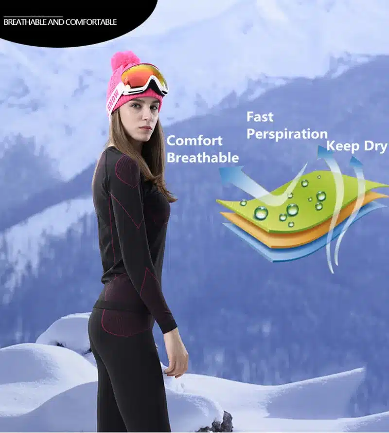 GSOU SNOW Brand Ski Underwear Women Men Long Johns Skiing Suit Quick Dry Thermal Ski Jacket Pants Breathable Winter Outdoor Coat 13