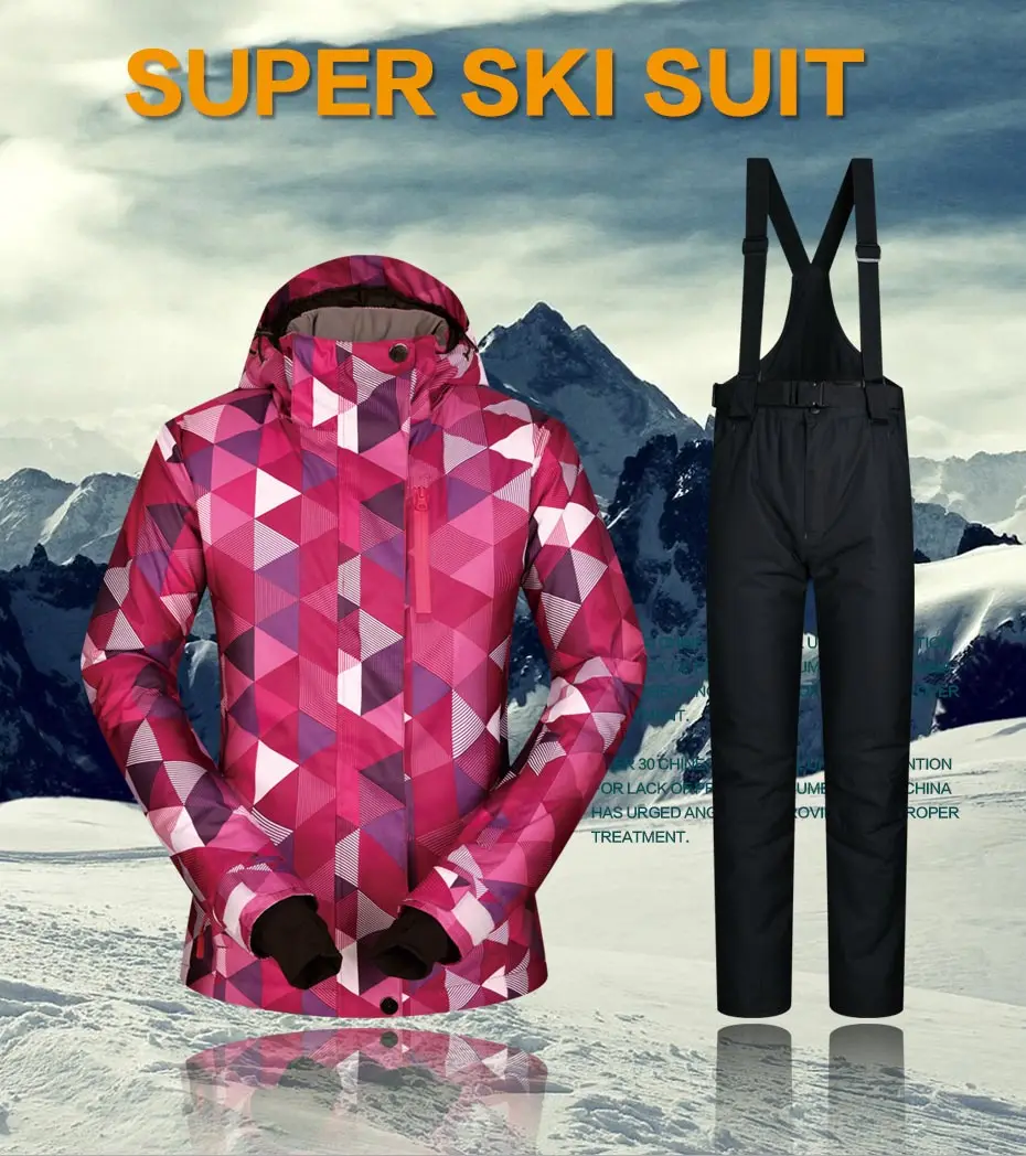 Women Ski Suit Brands Winter 2018 High Quality Warm Waterproof Windproof Clothes Snow Pants And Jacket Skiing Snowboarding Suits 21