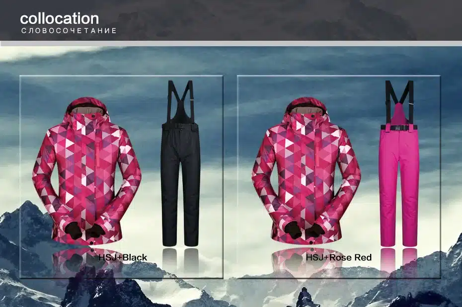 Women Ski Suit Brands Winter 2018 High Quality Warm Waterproof Windproof Clothes Snow Pants And Jacket Skiing Snowboarding Suits 44