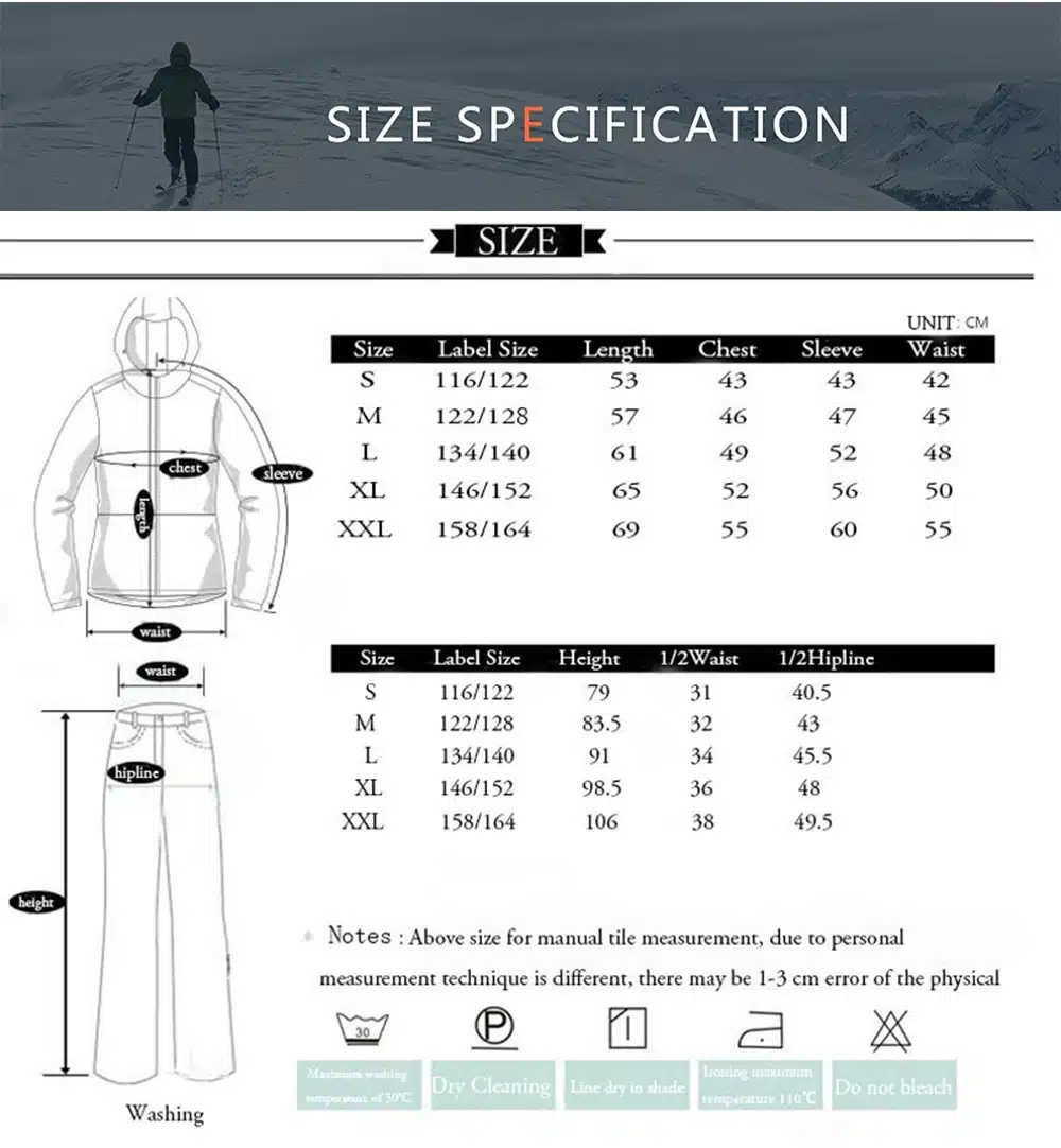 Detector Boys Outdoor Ski Set Waterproof Windproof Warm Ski Jacket Kids Winter Snowboard Suit 2