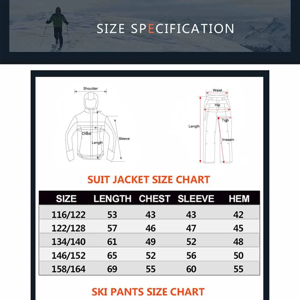 Detector Boys Winter Waterproof Windproof Ski Sets Kids Warm Ski Jacket Children Outdoor Hooded Snowboard Sports Suits 3