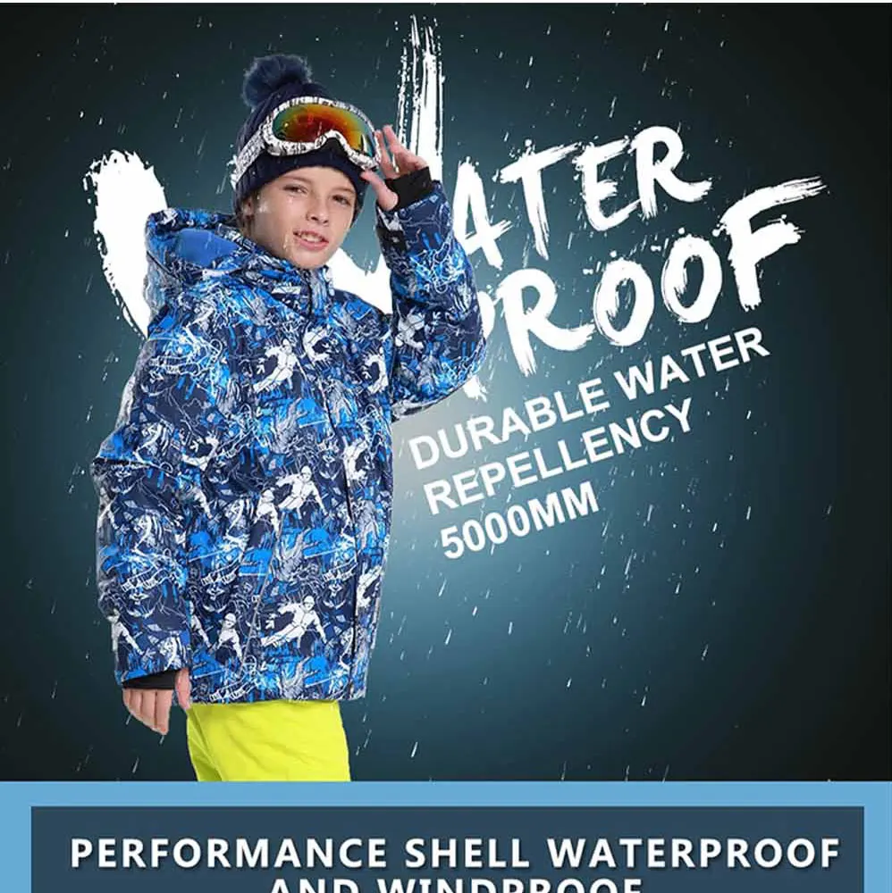 Detector Boys Winter Waterproof Windproof Ski Sets Kids Warm Ski Jacket Children Outdoor Hooded Snowboard Sports Suits 5