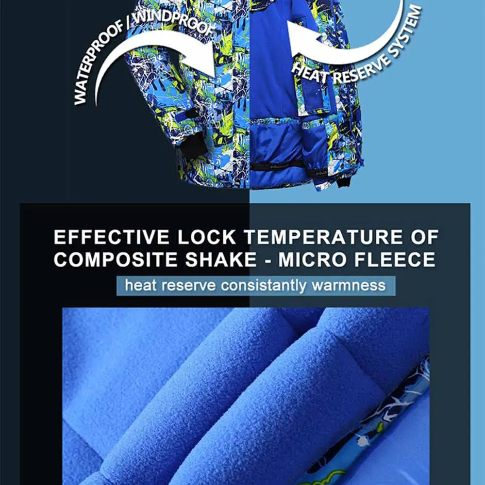 Detector Boys Winter Waterproof Windproof Ski Sets Kids Warm Ski Jacket Children Outdoor Hooded Snowboard Sports Suits 7